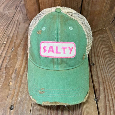 Salty Distressed Tan Mesh Snapback Baseball Cap